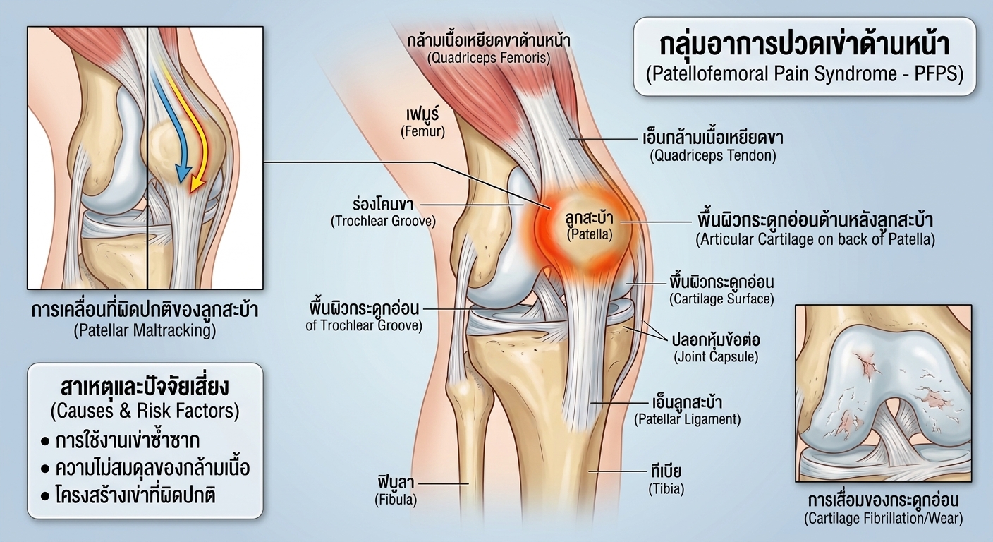 ปวดเข่าด้านหน้าอาจมาจาก Patellofemoral Pain Syndrome