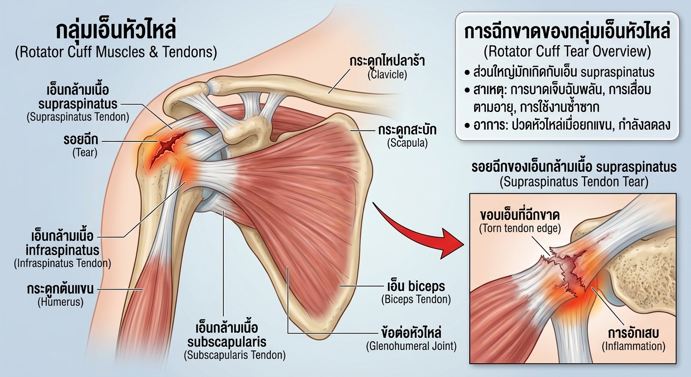 ปวดไหล่เวลาขยับ จำเป็นต้องเอ็นฉีกไหม?